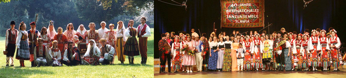 Tänzerinnen und Tänzer des Internationalen Folklore-Tanzensembles SLAWIA :: Fotos: L. Postl (li.), D. Huber (re.)